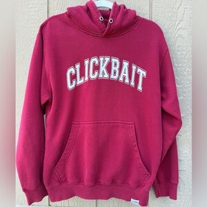 Clickbait Red Hoodie Mens Small Pullover Fleece